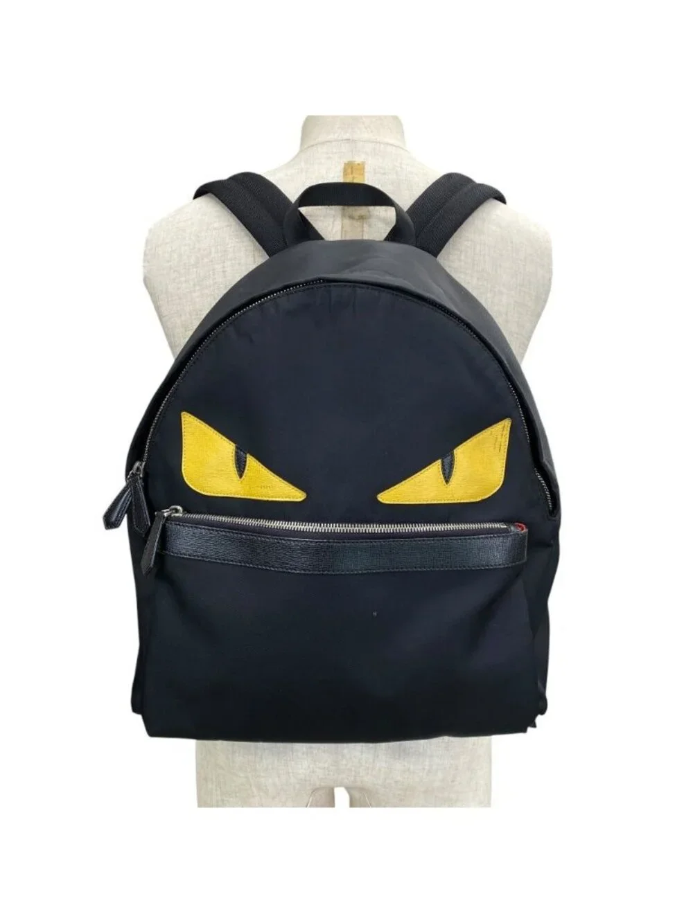 Fendi Backpack Monster Star Eye Bugs Nylon Leather Black Yellow Street